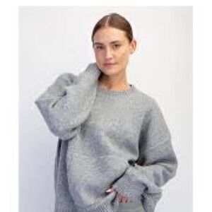 Mango Light Gray Women's Crew Neck Sweater